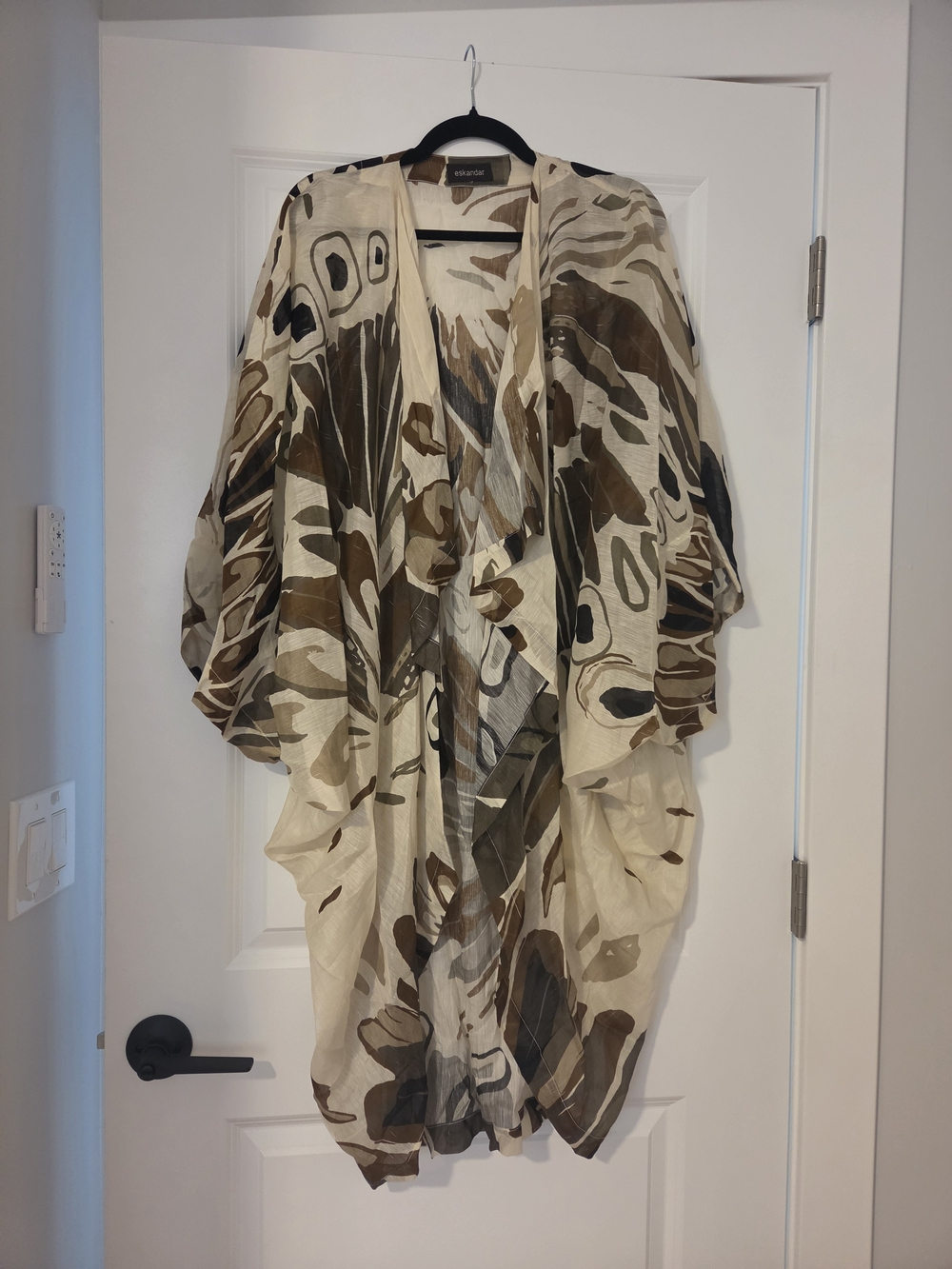 eskandar Cream and Brown Abstract Draped Cape